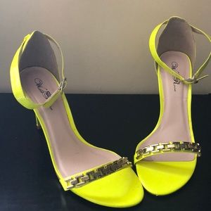 Neon yellow heels with gold detail